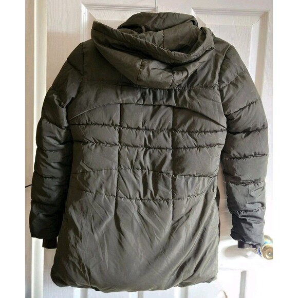 XSY Puffer Jacket Winter Coat Juniors Large L LG Olive Green Hooded Quilted Warm - Picture 5 of 12